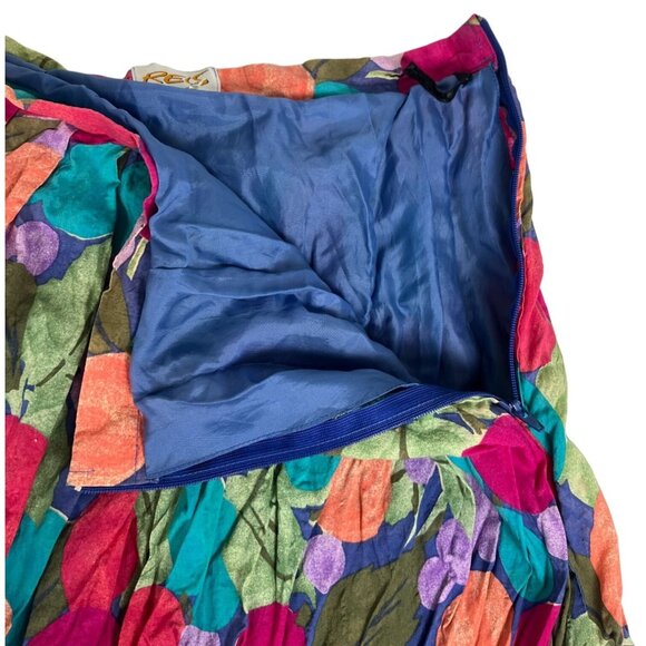 REIS Wearable Art Fruit Pleated A-Line Skirt Women's S Colorful Zip Pocket Lined - Picture 2 of 5